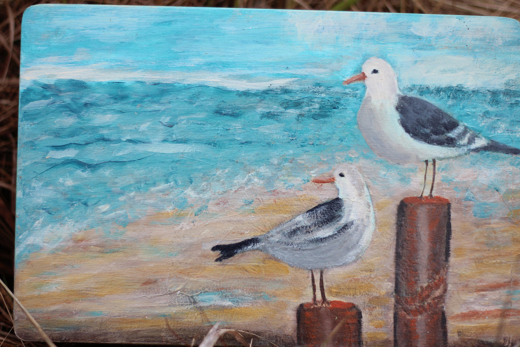 Skrzynka drewniana/ręcznie malowana - motyw morski image 0