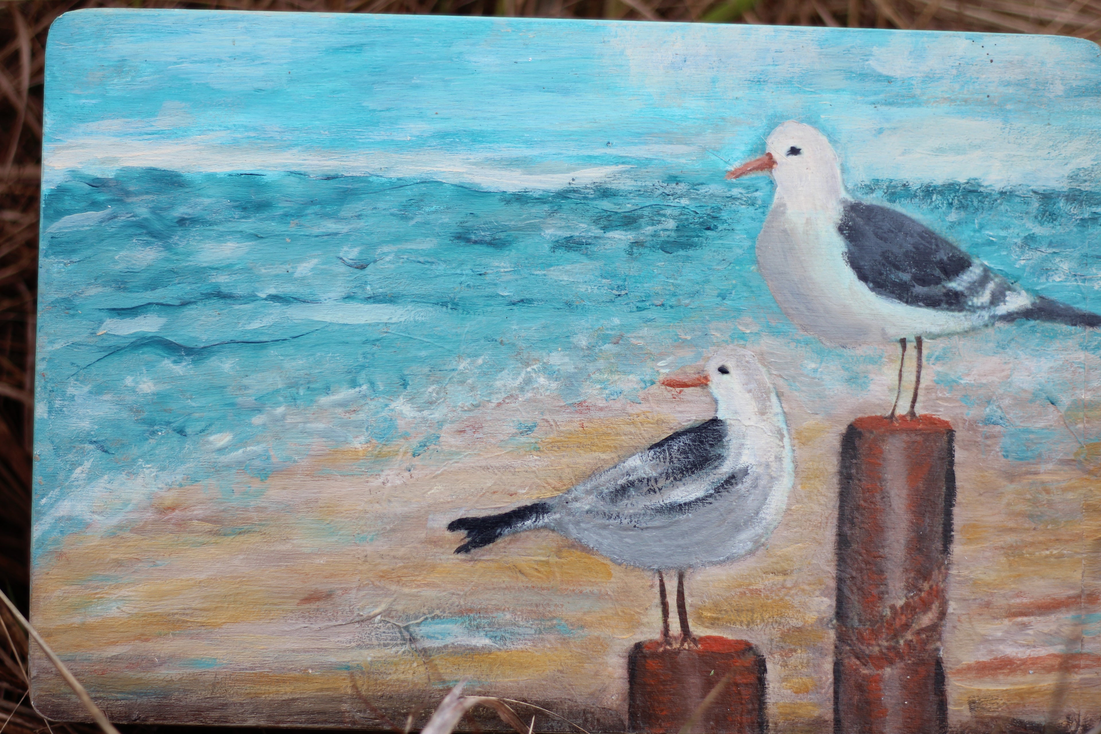 Skrzynka drewniana/ręcznie malowana - motyw morski image 0