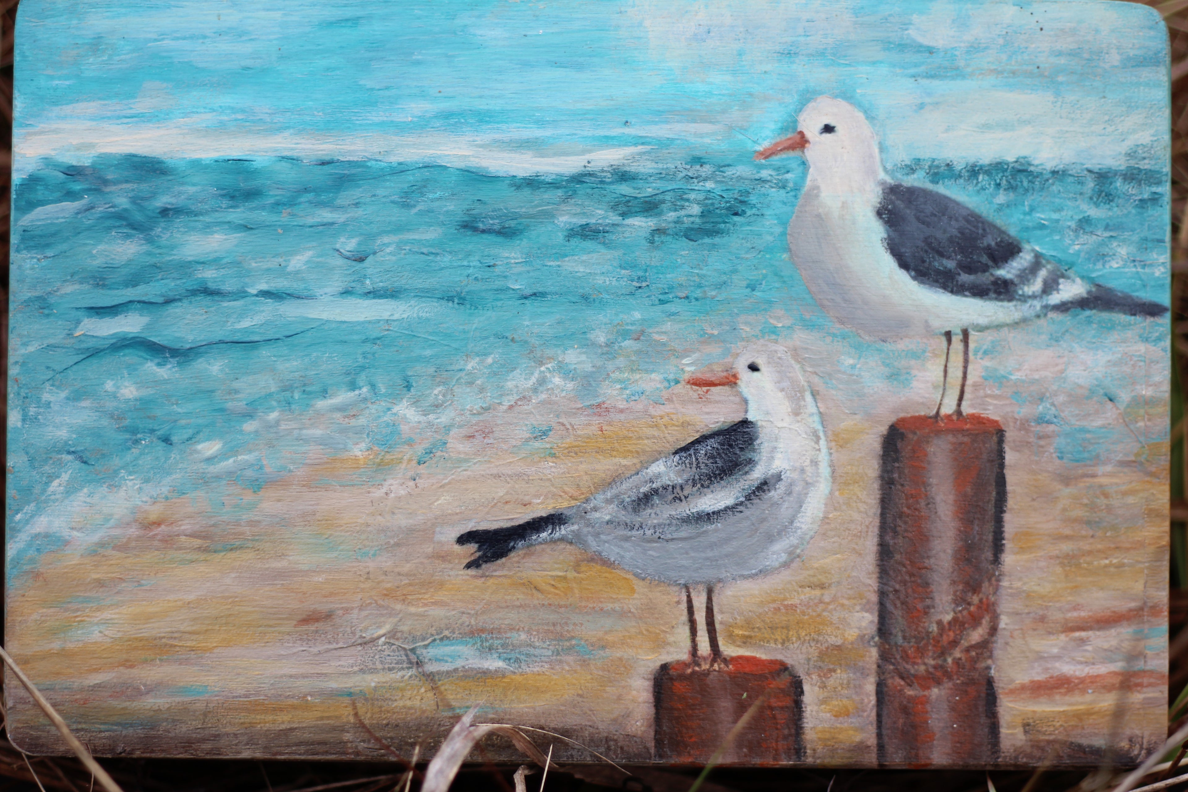 Skrzynka drewniana/ręcznie malowana - motyw morski image 1