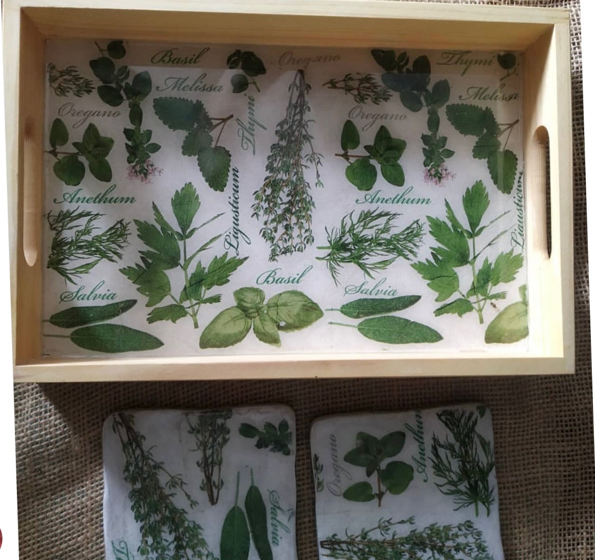 Taca Śniadaniowa / Dekoracyjna "Ogród Ziół" - Decoupage i Żywica image 0